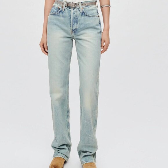 Re/Done Denim - RE/DONE Jean 90s High Rise Loose Denim Straight Organic Cotton Ranch Water Sz 26